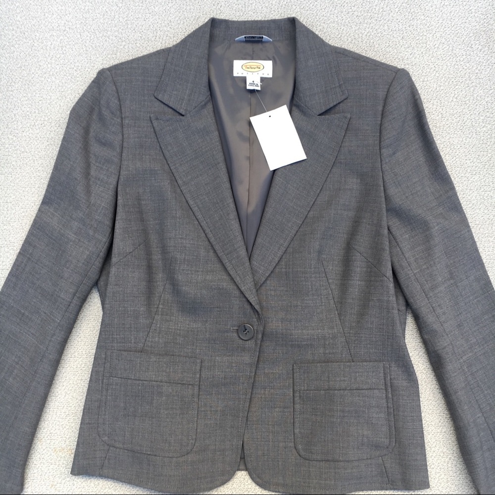 New Talbots Grey Blazer Button Pockets $188